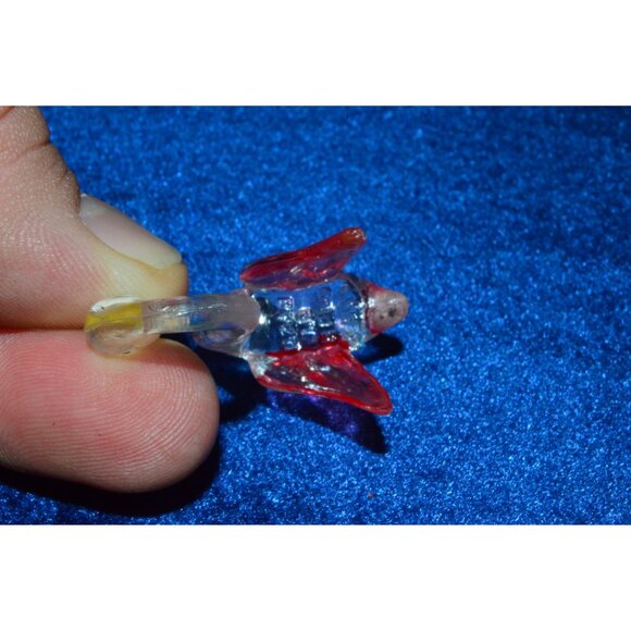 Vintage Plastic Swan Figure Miniature Lucite Clear Red Acrylic Trinket Hong Kong - Picture 4 of 10